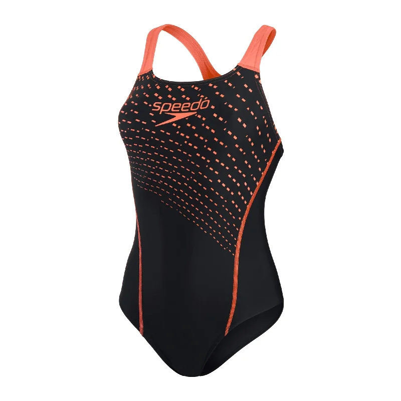 Speedo Medley Logo Medalist 1PC Swimsuit - Womens - Black/Siren Red Tie-Back Swimwear Speedo Medley Logo Medalist 1PC Swimsuit - Womens - Black/Siren Red Tie-Back Swimwear