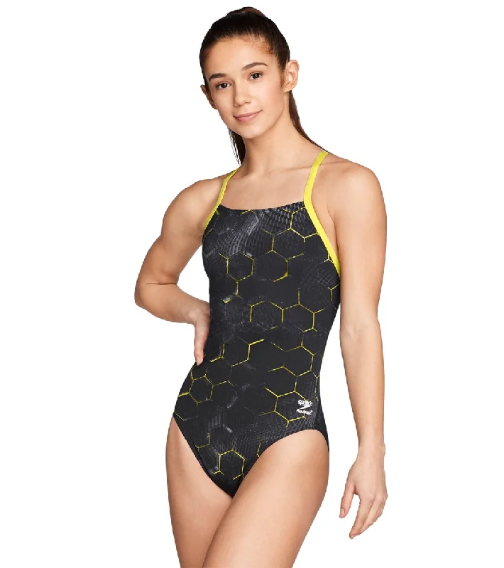Speedo Women's Emerging Force Flyback One Piece Swimsuit Speedo Yellow Sleek Racerback Swimsuit Speedo Women's Emerging Force Flyback One Piece Swimsuit Speedo Yellow Sleek Racerback Swimsuit