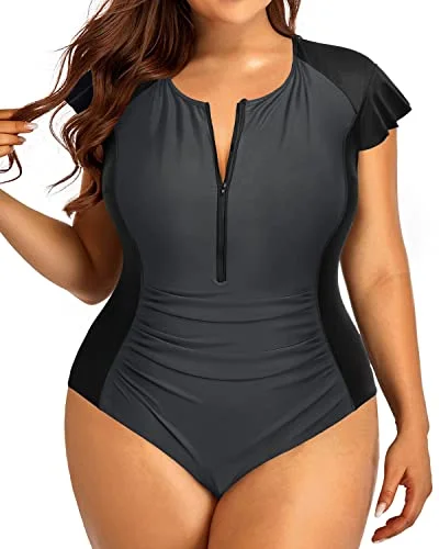 Women's Plus Size Tummy Control Bathing Suits Cap Sleeves One Piece Swimsuit Tropical Print One-Piece Women's Plus Size Tummy Control Bathing Suits Cap Sleeves One Piece Swimsuit Tropical Print One-Piece