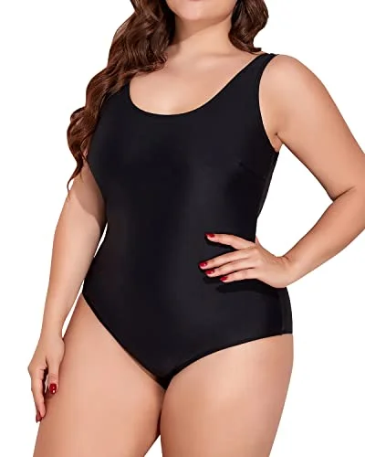 U Neck Plus Size One Piece Swimsuits Tummy Control Bathing Suits Sporty Swimwear-Black Floral Print Swimsuit U Neck Plus Size One Piece Swimsuits Tummy Control Bathing Suits Sporty Swimwear-Black Floral Print Swimsuit