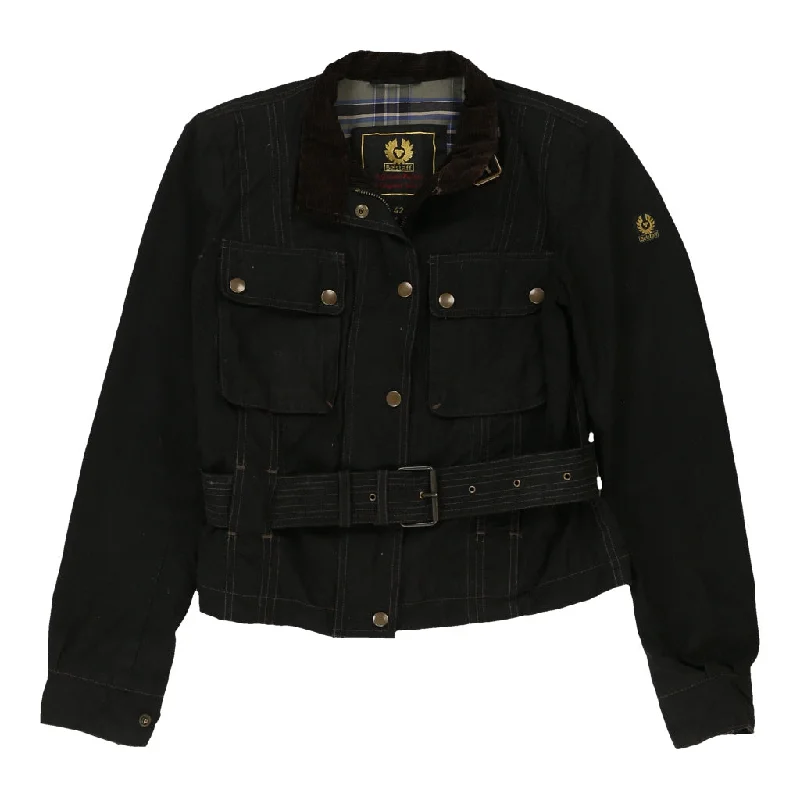 Belstaff Jacket - Small Black Cotton Herringbone Jacket Checkered Jacket Solid Jacket Belstaff Jacket - Small Black Cotton Herringbone Jacket Checkered Jacket Solid Jacket