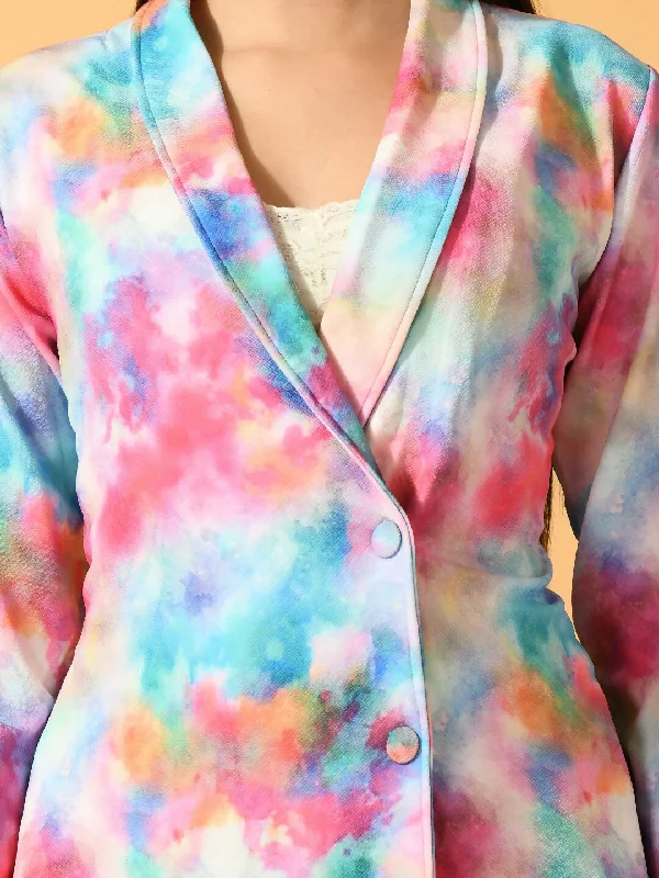 Myshka Women's Multi Printed Ombre Jacket Tailored Jacket Straight Jacket A-Line Jacket Myshka Women's Multi Printed Ombre Jacket Tailored Jacket Straight Jacket A-Line Jacket