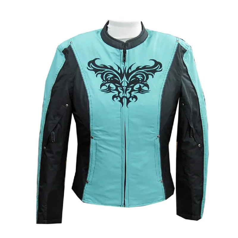 NexGen SH2367 Women's Turquoise and Black Textile Jacket with Embroidery Artwork Knit Jacket Woven Jacket Fleece Jacket NexGen SH2367 Women's Turquoise and Black Textile Jacket with Embroidery Artwork Knit Jacket Woven Jacket Fleece Jacket