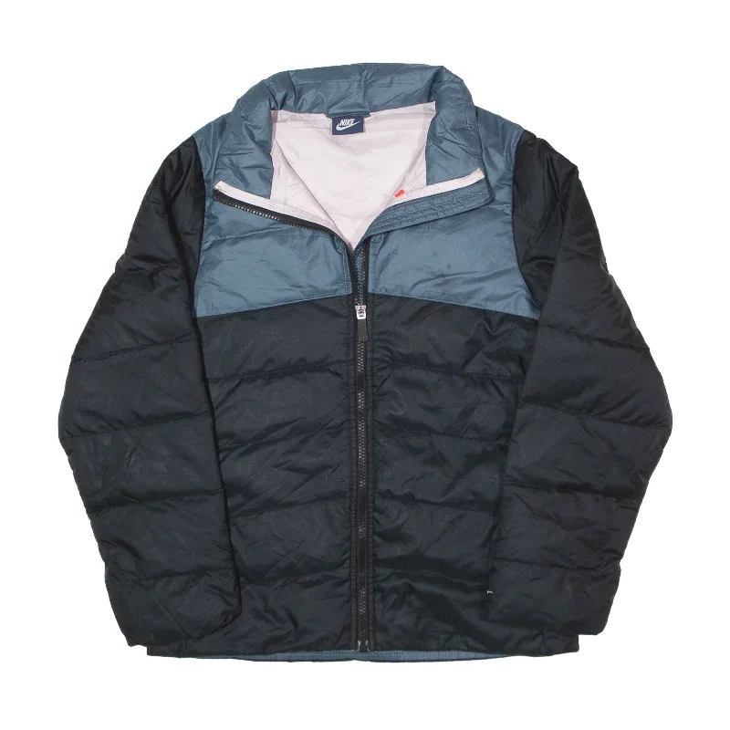NIKE Down Insulated Puffer Jacket Black Womens M Welt Pockets Slit Pockets Flap Pockets NIKE Down Insulated Puffer Jacket Black Womens M Welt Pockets Slit Pockets Flap Pockets
