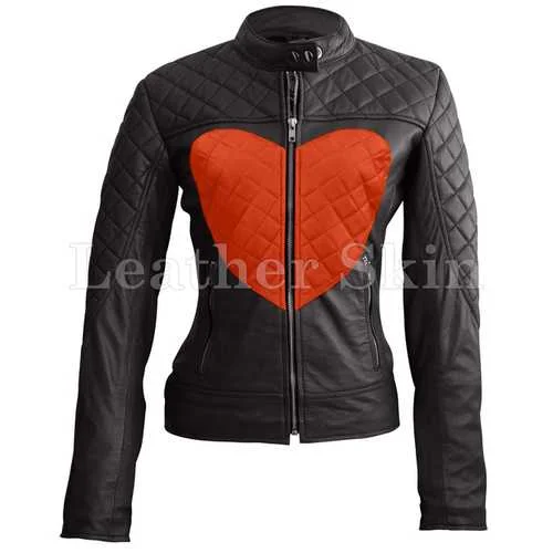 Women Love Leather Jacket Fleece Fabric Down Fabric Feather Fabric
