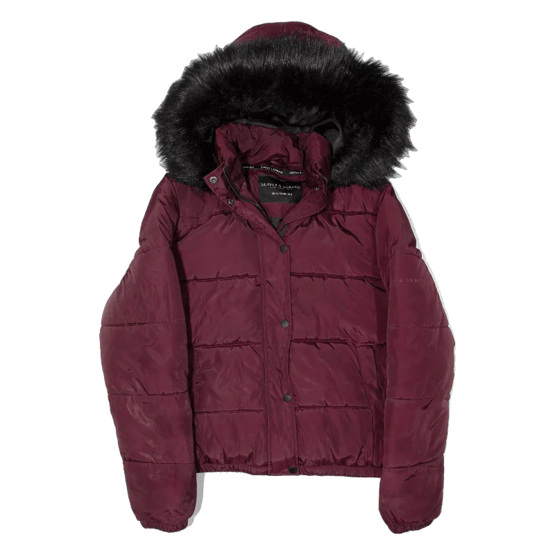 SUPPLY & DEMAND Puffer Parka Jacket Maroon Womens UK 12 Anorak Shell Jacket Lightweight Jacket SUPPLY & DEMAND Puffer Parka Jacket Maroon Womens UK 12 Anorak Shell Jacket Lightweight Jacket