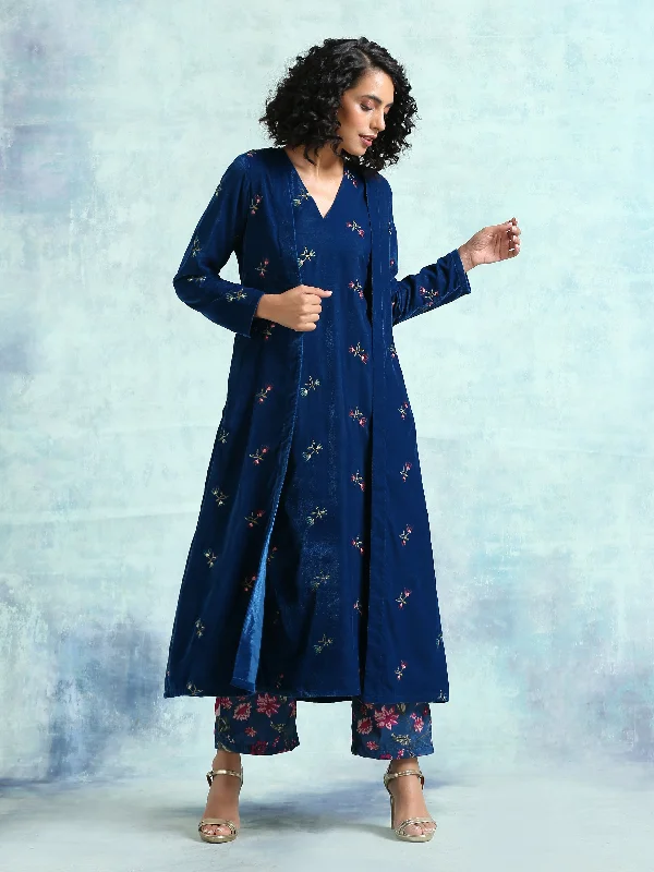 trueBrowns Blue Embroidered Velvet Overlay Jacket Appliqued Jacket Beaded Jacket Sequined Jacket trueBrowns Blue Embroidered Velvet Overlay Jacket Appliqued Jacket Beaded Jacket Sequined Jacket