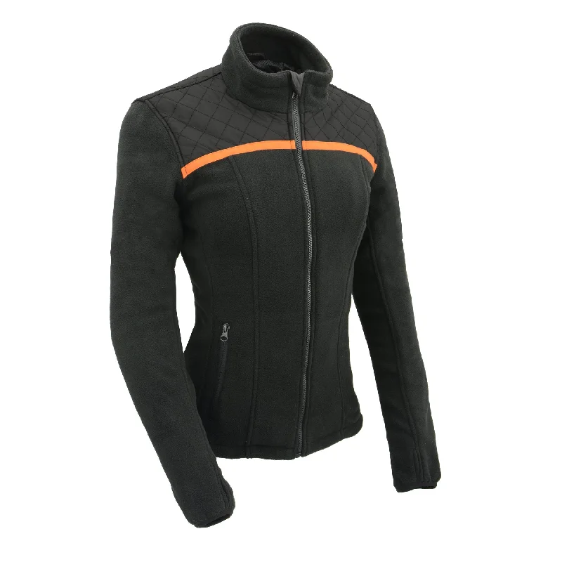 Women Micro Fleece Zipper Front Jacket w/ Orange Stripe Quilted Jacket Puffer Jacket Insulated Jacket Women Micro Fleece Zipper Front Jacket w/ Orange Stripe Quilted Jacket Puffer Jacket Insulated Jacket