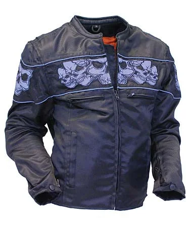 Women Nylon Motorcycle Jacket with Reflector Skulls with Gun Pockets Welt Pockets Slit Pockets Flap Pockets Women Nylon Motorcycle Jacket with Reflector Skulls with Gun Pockets Welt Pockets Slit Pockets Flap Pockets