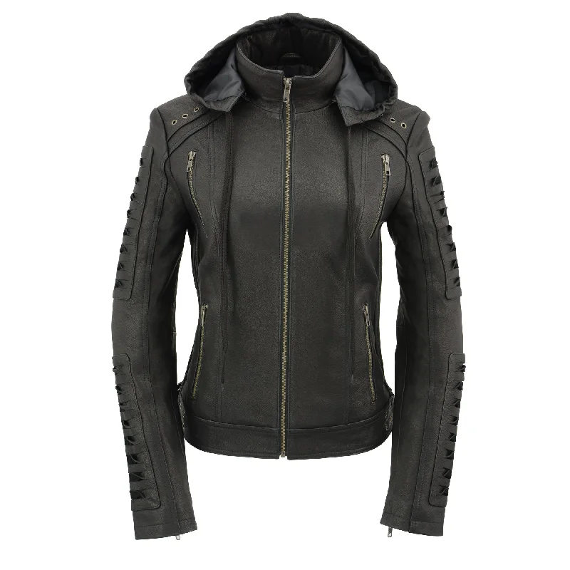 Women Zipper Front Scuba Jacket w/ Detachable Zip Off Hood Belted Jacket Elasticated Jacket Padded Jacket Women Zipper Front Scuba Jacket w/ Detachable Zip Off Hood Belted Jacket Elasticated Jacket Padded Jacket