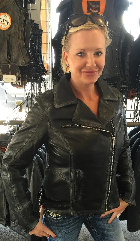 Womens Arcadia Distressed Leather Jacket Tiered Jacket Buttoned Jacket Zippered Jacket Womens Arcadia Distressed Leather Jacket Tiered Jacket Buttoned Jacket Zippered Jacket