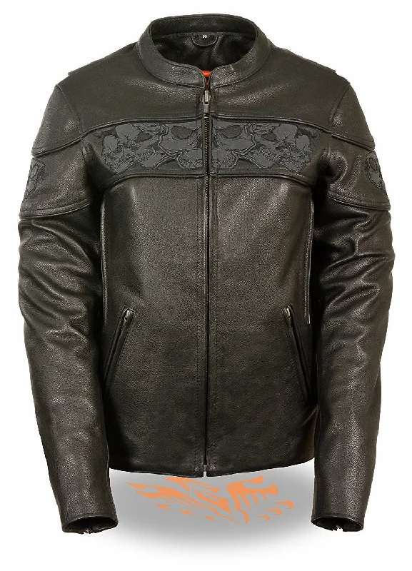 Women's Crossover Scooter Jacket w/ Reflective Skulls Zippered Jacket Buttoned Jacket Snapped Jacket Women's Crossover Scooter Jacket w/ Reflective Skulls Zippered Jacket Buttoned Jacket Snapped Jacket