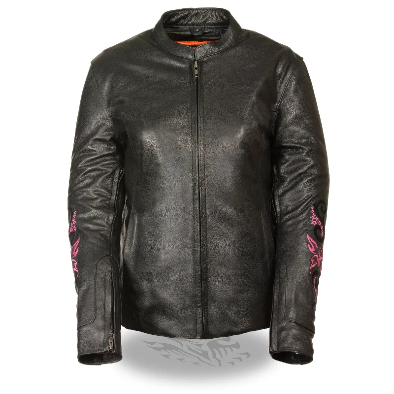 Women's Jacket w/ Butterfly & Star Detailing Front Pockets Side Pockets Patch Pockets Women's Jacket w/ Butterfly & Star Detailing Front Pockets Side Pockets Patch Pockets