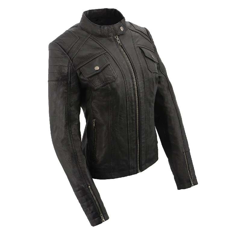 Women's mandarin scuba collar jacket with quilted shoulders and cuff. Knit Fabric Woven Fabric Fleece Fabric Women's mandarin scuba collar jacket with quilted shoulders and cuff. Knit Fabric Woven Fabric Fleece Fabric