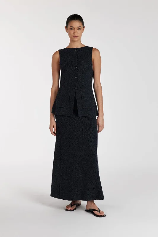 AVA INK LONGLINE KNIT MIDI SKIRT spandex blend skirt