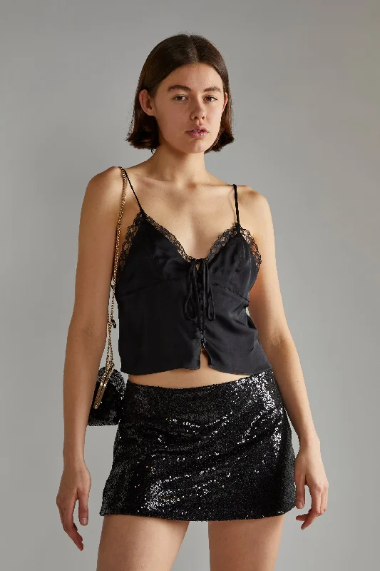 Black-Sequin Peplum Mini-Skirt modal blend skirt