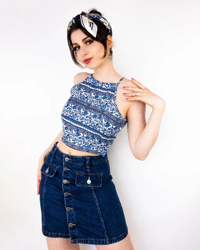 Button Down Denim Mini Skirt Dark Wash denim skirt casual