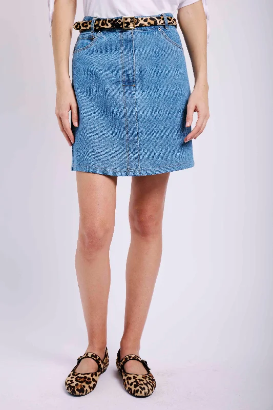 Denim Blue Short Skirt leather skirt bold