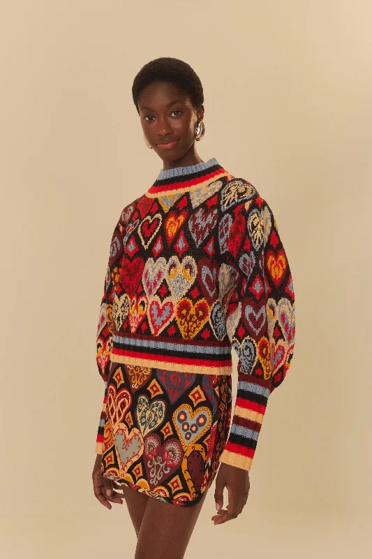 FARM WINTER HEARTS SKIRT pencil skirt chic