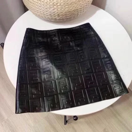 Fendi Logo Leather Mini Skirt cashmere skirt soft