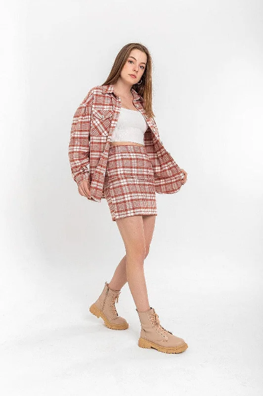 Lumberjack Tight Fit Mini Skirts for Women - Light Brown cashmere skirt plush