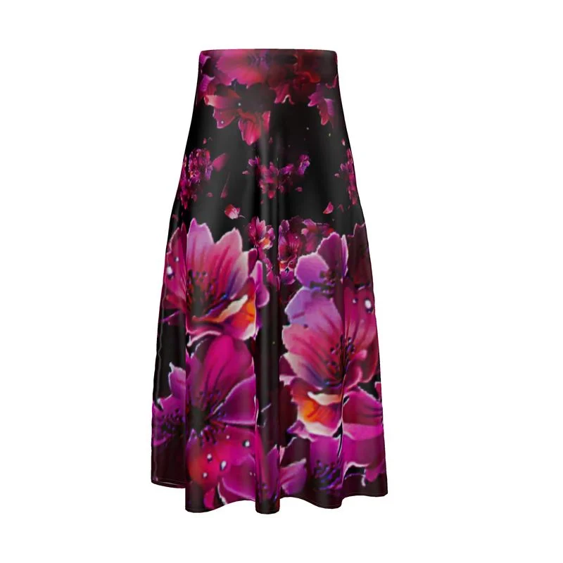 TRP Floral Print 02 Designer A-line Pleated Midi Skirt tulle skirt dreamy