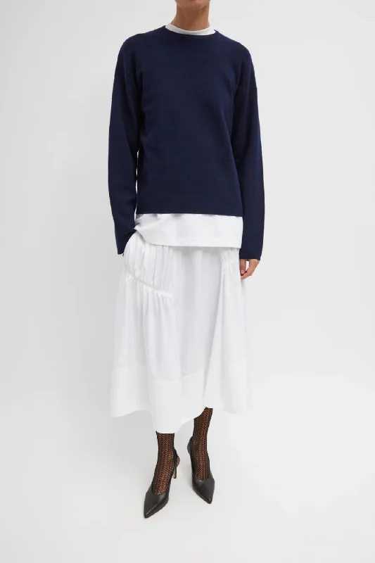 Tibi Shirred Nylon Paneled Skirt - White velvet skirt glossy