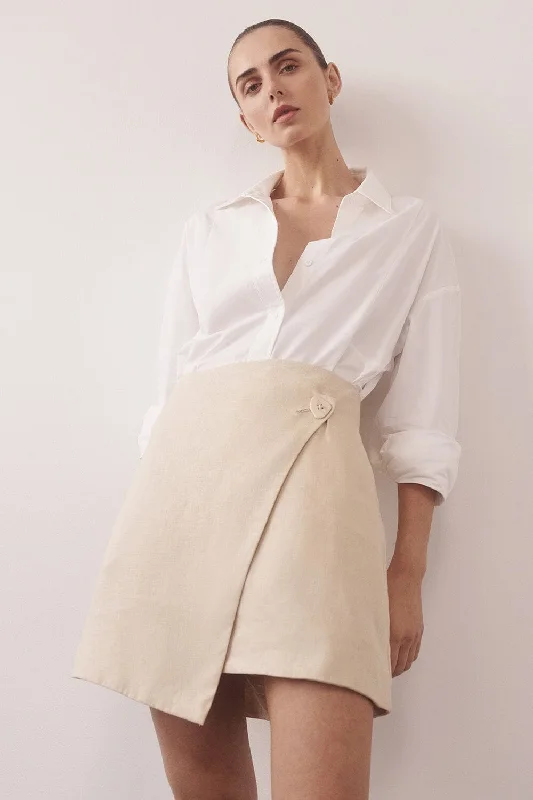 TOMMY SAND LINEN MINI SKIRT pencil skirt chic